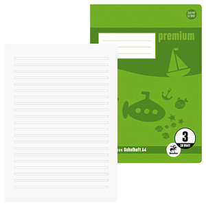Staufen® Schulheft Premium Lineatur 3 (3. Schuljahr) liniert DIN A4 ohne Rand, 16 Blatt