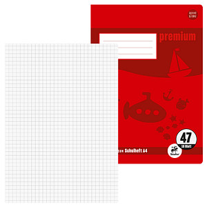 Staufen® Schulheft Premium 7mm Lineatur 47 kariert DIN A4 ohne Rand, 16 Blatt