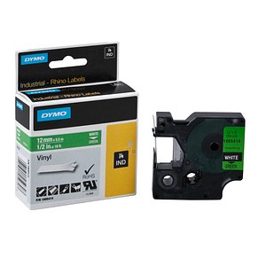 DYMO Schriftband RHINO  1805414, 12 mm weiß auf grün