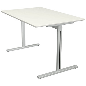 Kerkmann Form 1 Schreibtisch weiß rechteckig T-Fuß-Gestell silber 120,0 x 80,0 cm