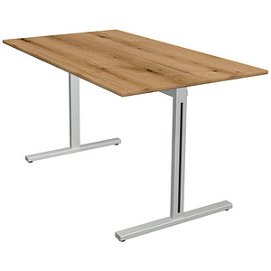 Kerkmann Form 1 Schreibtisch eiche rechteckig T-Fuß-Gestell silber 140,0 x 80,0 cm
