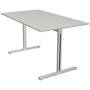 Kerkmann Form 1 Schreibtisch lichtgrau rechteckig T-Fuß-Gestell silber 140,0 x 80,0 cm