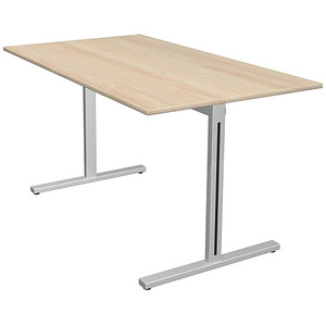 Kerkmann Form 1 Schreibtisch ahorn rechteckig T-Fuß-Gestell silber 140,0 x 80,0 cm
