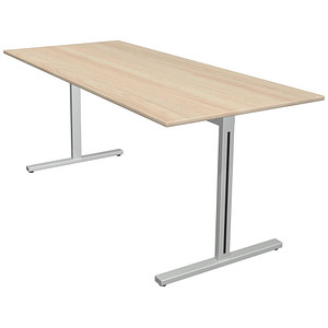 Kerkmann Form 1 Schreibtisch ahorn rechteckig T-Fuß-Gestell silber 180,0 x 80,0 cm