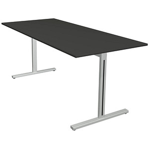 Kerkmann Form 1 Schreibtisch anthrazit rechteckig T-Fuß-Gestell silber 180,0 x 80,0 cm