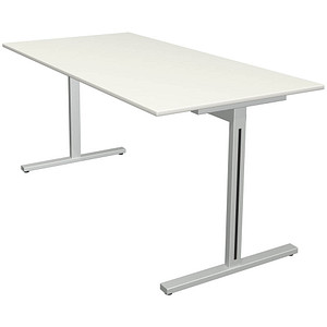 Kerkmann Form 1 Schreibtisch weiß rechteckig T-Fuß-Gestell silber 160,0 x 80,0 cm