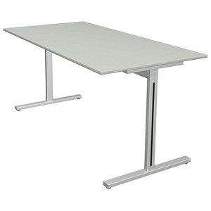 Kerkmann Form 1 Schreibtisch lichtgrau rechteckig T-Fuß-Gestell silber 160,0 x 80,0 cm