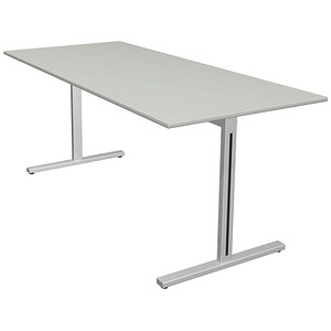 Kerkmann Form 1 Schreibtisch lichtgrau rechteckig T-Fuß-Gestell silber 180,0 x 80,0 cm