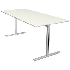 Kerkmann Form 1 Schreibtisch weiß rechteckig T-Fuß-Gestell silber 180,0 x 80,0 cm