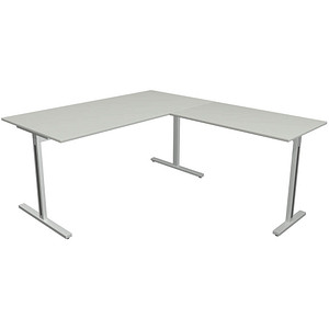 Kerkmann Form 1 Schreibtisch lichtgrau rechteckig T-Fuß-Gestell silber 160,0 x 80,0 cm