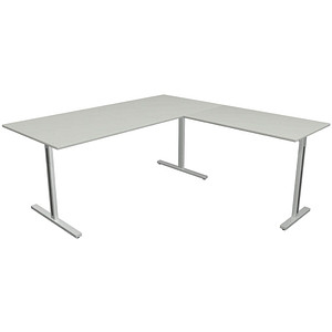 Kerkmann Form 1 Schreibtisch lichtgrau rechteckig T-Fuß-Gestell silber 180,0 x 80,0 cm