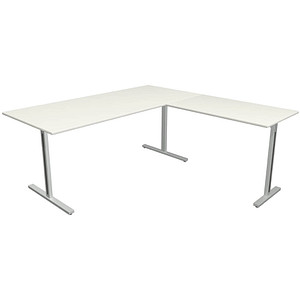 Kerkmann Form 1 Schreibtisch weiß rechteckig T-Fuß-Gestell silber 180,0 x 80,0 cm