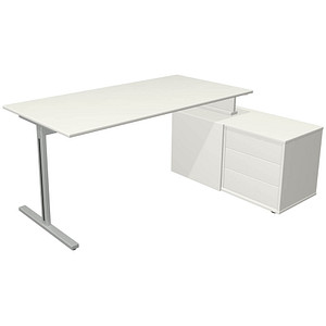 Kerkmann Form 1 Schreibtisch weiß rechteckig T-Fuß-Gestell silber 160,0 x 80,0 cm