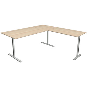 Kerkmann Form 1 Schreibtisch ahorn rechteckig T-Fuß-Gestell silber 180,0 x 80,0 cm