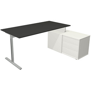 Kerkmann Form 1 Schreibtisch anthrazit, weiß rechteckig T-Fuß-Gestell silber 160,0 x 80,0 cm