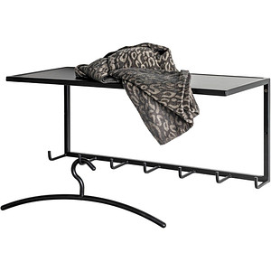 HAKU Möbel Wandgarderobe 25511 schwarz Metall 7 Haken 60,0 x 25,0 cm