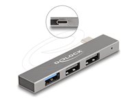 DELOCK 3 Port Slim USB Hub mit USB Type-C (silber)