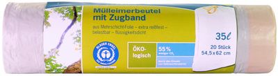 PAPYRUS DEUTSCHLAND Secolan Mülleimerbeutel, mit Zugband, naturweiß 35 Liter, M