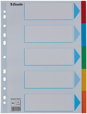 Esselte Karton-Register, blanko, A4 , 6-teilig, mehrfarbig (80100168)