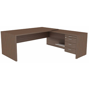 Quadrifoglio T45 Schreibtisch eukalyptus L-Form Wangen-Gestell eukalyptus 220,0 x 194,0 cm