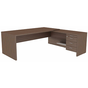 Quadrifoglio T45 Schreibtisch eukalyptus L-Form Wangen-Gestell eukalyptus 200,0 x 194,0 cm