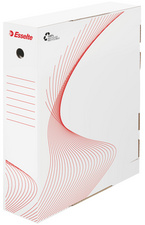 LEITZ Esselte Archiv-Schachtel, DIN A4, weiß (B)80 mm aus Wellpappe, mit Griffl