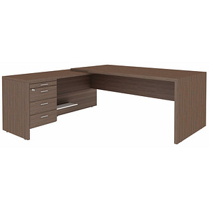 Quadrifoglio T45 Schreibtisch eukalyptus L-Form Wangen-Gestell eukalyptus 200,0 x 194,0 cm