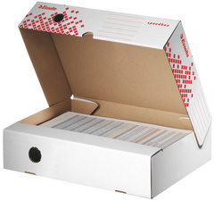 LEITZ Esselte Archiv-Klappschachtel SPEEDBOX (B)80 mm weiß/rot, buchförmig aufk