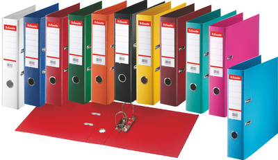 DYMO Esselte Plastik-Ordner Standard, DIN A4, 75 mm, sortiert Einband innen und