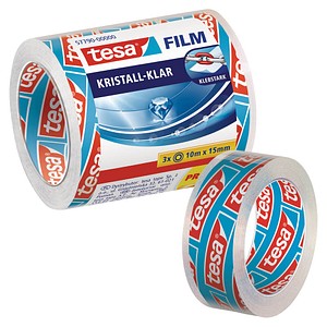 TESA Film, kristall-klar, SPAR-PACK!, 15 mm x 10 m universeller Klebefilm, aus 