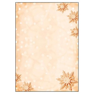 Weihnachts-Motiv-Pap. Gold Snowflakes Feinpapier für Ink/Laser/Copy 90g/qm