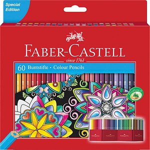 FABER-CASTELL Hexagonal-Buntstifte CASTLE, 60er Kartonetui (5660687)