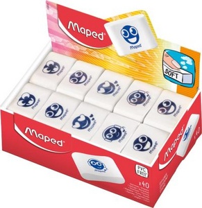 Maped Kunststoff-Radierer Essentials Soft, weiß, Display