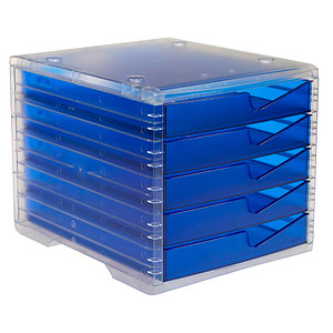 styro Schubladenbox styroswingbox light  blau DIN C4 mit 5 Schubladen