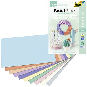 folia Tonpapier- und Fotokarton-Block PASTELL, A4, 20 Blatt