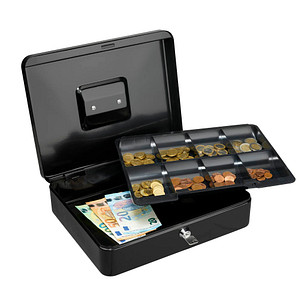 MAUL Geldkassette, schwarz, Maße: (B)300 x (T)245 x (H)90 mm aus lackiertem Sta