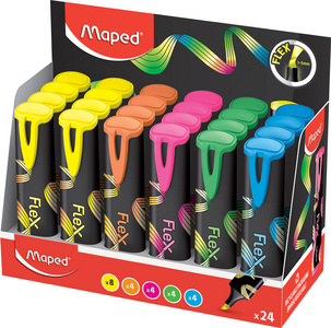 Maped Textmarker FLEX, flexible Spitze, 24er Display