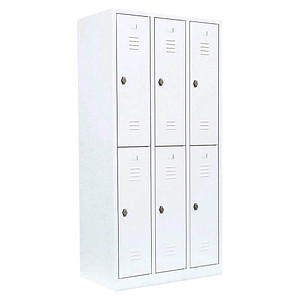 LÜLLMANN Spind signalweiß 520237, 6 Schließfächer 88,5 x 50,0 x 180,0 cm