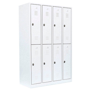 LÜLLMANN Spind signalweiß 520247, 8 Schließfächer 117,0 x 50,0 x 180,0 cm