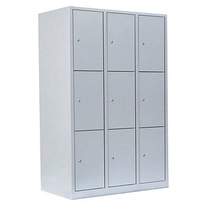 LÜLLMANN Schließfachschrank lichtgrau 523330, 9 Schließfächer 118,5 x 50,0 x 180,0 cm
