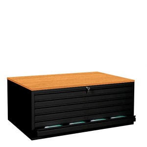LÜLLMANN Planschrank schwarz, buche mit 6 Schubladen 140,5 x 95,5 x 60,5 cm