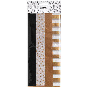 artoz Seidenpapier sortiert Streifen kupfer/schwarz/weiß, 50,0 x 70,0 cm