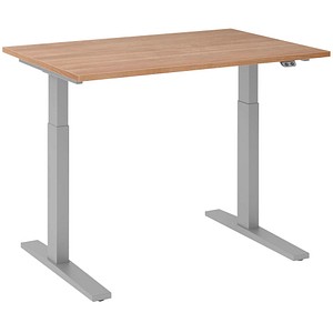 HAMMERBACHER XMKA12 höhenverstellbarer Schreibtisch nussbaum rechteckig C-Fuß-Gestell silber 120,0 x 80,0 cm