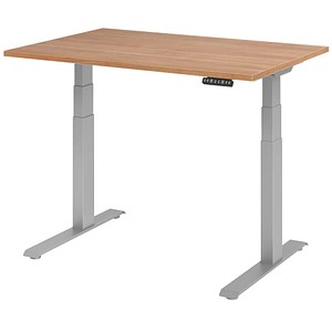HAMMERBACHER XDKB12 höhenverstellbarer Schreibtisch nussbaum rechteckig C-Fuß-Gestell silber 120,0 x 80,0 cm