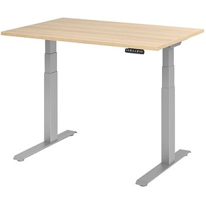 HAMMERBACHER XDKB12 höhenverstellbarer Schreibtisch eiche rechteckig C-Fuß-Gestell silber 120,0 x 80,0 cm