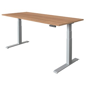 HAMMERBACHER XDKB19 höhenverstellbarer Schreibtisch nussbaum rechteckig C-Fuß-Gestell silber 180,0 x 80,0 cm