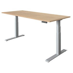 HAMMERBACHER XDKB19 höhenverstellbarer Schreibtisch eiche rechteckig C-Fuß-Gestell silber 180,0 x 80,0 cm