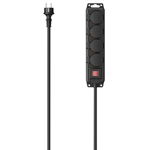 hama 4-fach Steckdosenleiste mit Schalter 4,0 m schwarz