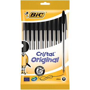 BIC Kugelschreiber Cristal Original transparent Schreibfarbe schwarz, 10 St.