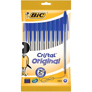 BIC Kugelschreiber Cristal Original transparent Schreibfarbe blau, 10 St.
